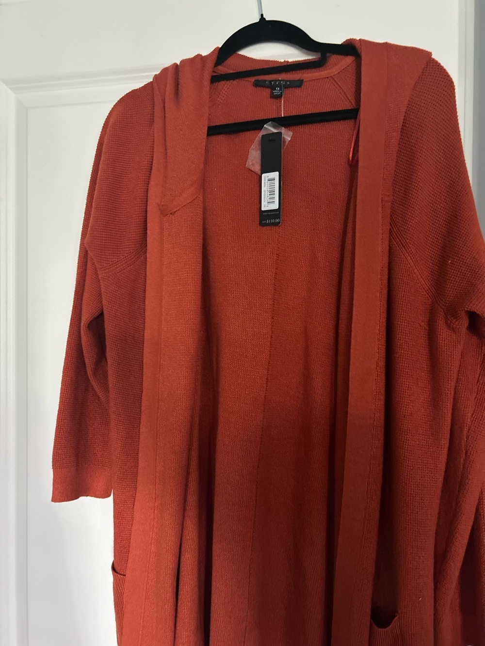 Cyrus Women's Open-Front Hooded Cardigan Sweater - Rust